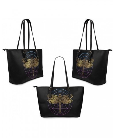 Big Dragonfly PU Leather Tote Bag Handbag Fashion Shopping Bag For Many Occasions $25.18 Totes