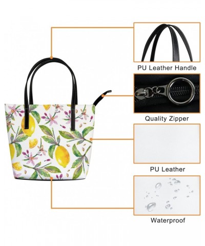 Shoulder Bag Tote Bags for Women Lemons with Green Leaves Flowers Leather Shopper Work Handbags Large Casual Bag $28.19 Totes