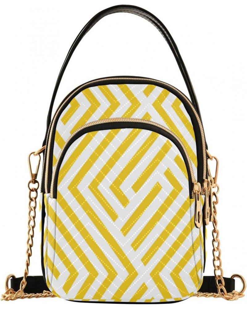 Wavy Stripes Yellow Crossbody Bags for Women Small Shoulder with Detachable Straps, Trendy Cell Phone Purse Shoulder Handbags...