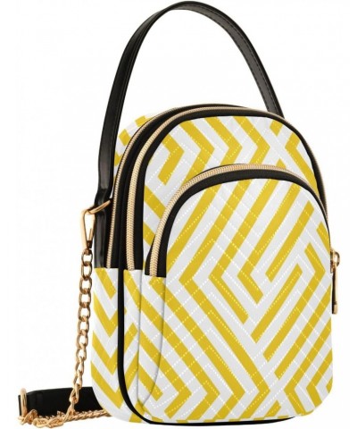 Wavy Stripes Yellow Crossbody Bags for Women Small Shoulder with Detachable Straps, Trendy Cell Phone Purse Shoulder Handbags...