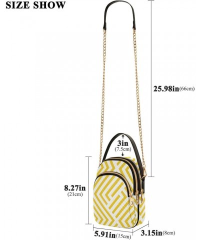 Wavy Stripes Yellow Crossbody Bags for Women Small Shoulder with Detachable Straps, Trendy Cell Phone Purse Shoulder Handbags...