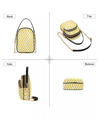 Wavy Stripes Yellow Crossbody Bags for Women Small Shoulder with Detachable Straps, Trendy Cell Phone Purse Shoulder Handbags...