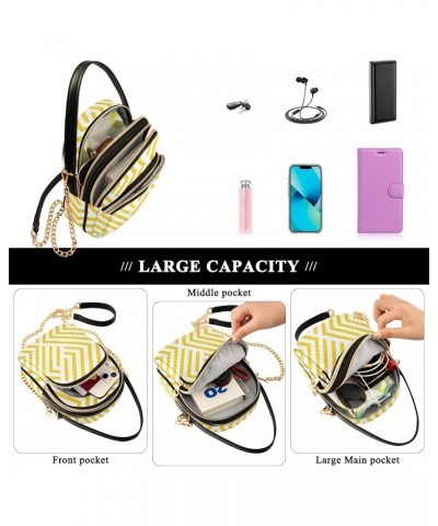 Wavy Stripes Yellow Crossbody Bags for Women Small Shoulder with Detachable Straps, Trendy Cell Phone Purse Shoulder Handbags...