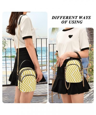 Wavy Stripes Yellow Crossbody Bags for Women Small Shoulder with Detachable Straps, Trendy Cell Phone Purse Shoulder Handbags...