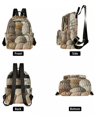 Backpack Purse for Women Realistic Scallop Shells, Mini Fashion Backpack Summer Lightweight Casual Daypack Shoulder Bag Trave...