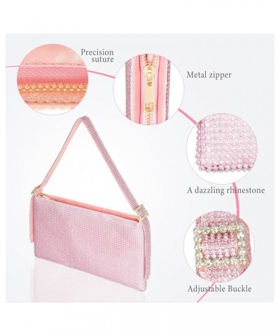 Women's Rhinestone Evening Bag Shiny Shoulder Clutch Purse for Wedding Party with Adjustable Strap Pink $14.26 Evening Bags