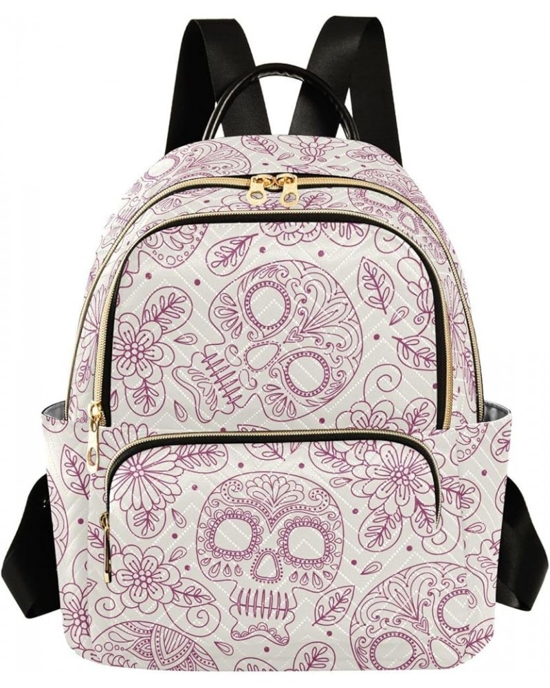 Pink Sugar Skull Day Of The Dead Small Backpack Purse for Women Travel Bag Fashion Daypack Back Pack Shoulder Bag Multicolor ...