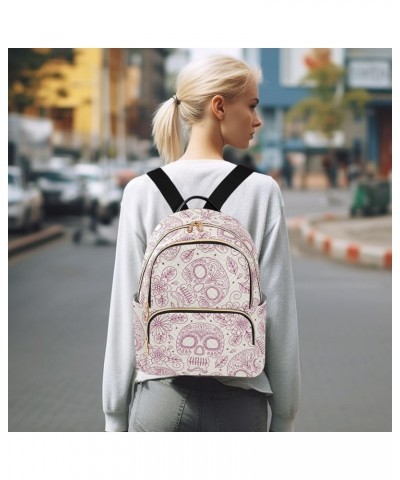 Pink Sugar Skull Day Of The Dead Small Backpack Purse for Women Travel Bag Fashion Daypack Back Pack Shoulder Bag Multicolor ...