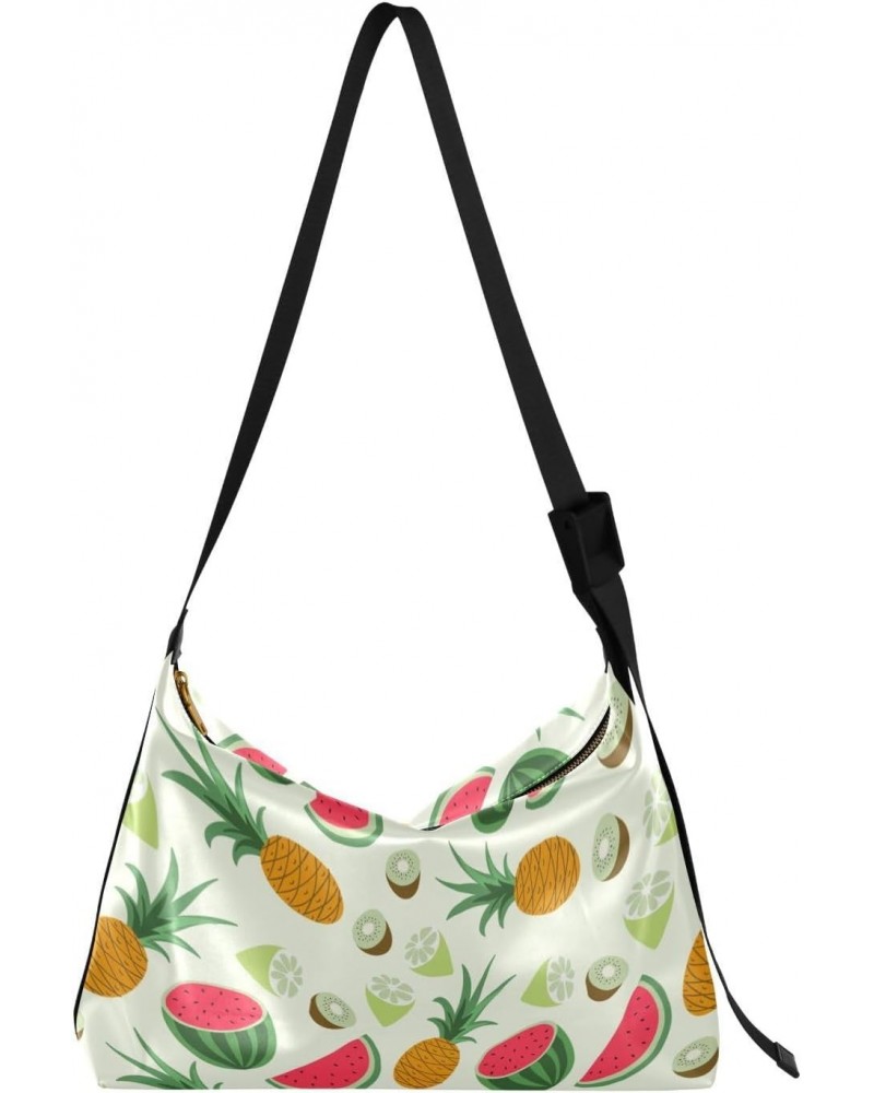 Tropical Summer Fruit Crossbody Bag Hobo Handbag Purse Fashion PU Leather Shoulder Bags for Women $16.66 Hobo Bags