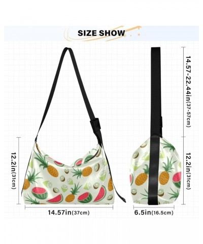 Tropical Summer Fruit Crossbody Bag Hobo Handbag Purse Fashion PU Leather Shoulder Bags for Women $16.66 Hobo Bags