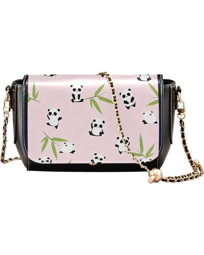 Pink Horse Heart Crossbody Bags for Women Pattern Leather Shoulder Bags Wallet Handbag with Chain Strap Cute Cartoon Panda Be...