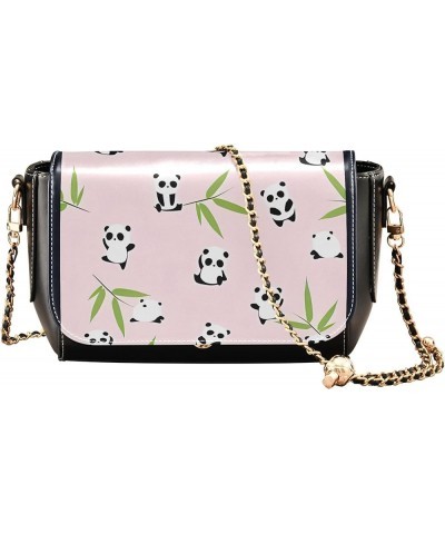 Pink Horse Heart Crossbody Bags for Women Pattern Leather Shoulder Bags Wallet Handbag with Chain Strap Cute Cartoon Panda Be...