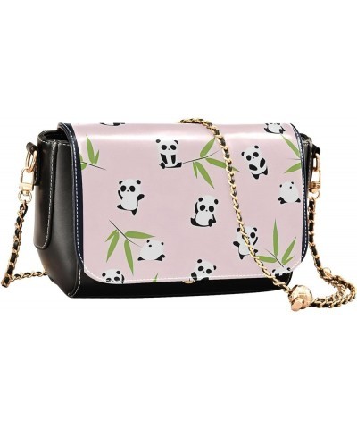 Pink Horse Heart Crossbody Bags for Women Pattern Leather Shoulder Bags Wallet Handbag with Chain Strap Cute Cartoon Panda Be...