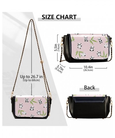 Pink Horse Heart Crossbody Bags for Women Pattern Leather Shoulder Bags Wallet Handbag with Chain Strap Cute Cartoon Panda Be...