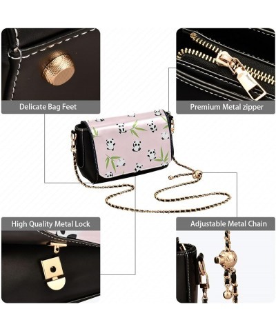 Pink Horse Heart Crossbody Bags for Women Pattern Leather Shoulder Bags Wallet Handbag with Chain Strap Cute Cartoon Panda Be...