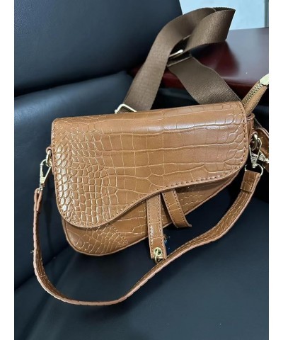 Women Trendy Saddle Shoulder Bag Clutch Purse Underarm Handbag Satchel HandBag Crossbody Bag Ybrown $16.10 Satchels