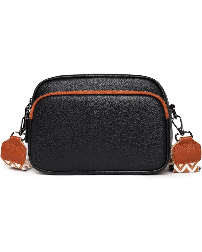 nuine Leather Crossbody Bag for Women Adjustable Guitar Strap Shoulr Bag Trendy Crossbody Camera Bag Black Brown $17.43 Totes