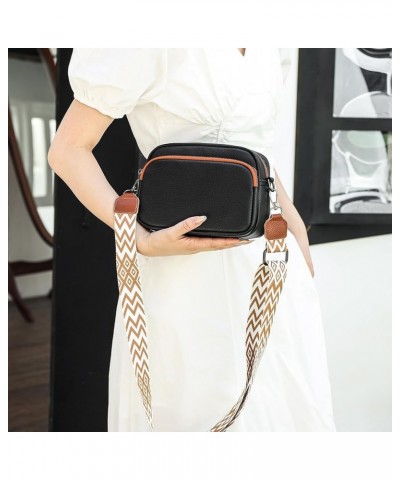 nuine Leather Crossbody Bag for Women Adjustable Guitar Strap Shoulr Bag Trendy Crossbody Camera Bag Black Brown $17.43 Totes