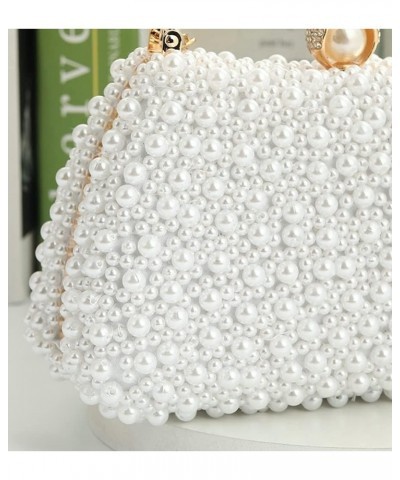 Women's Handbag Elegant Pearl Evening Bag Fashion Purse Shiny Solid Color Clutch With Lock Off-white $33.44 Evening Bags