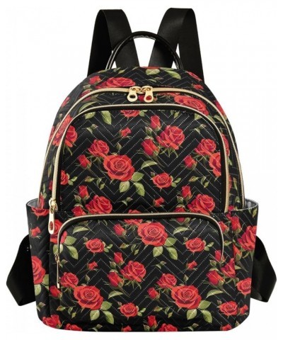 Romantic Valentine Red Roses Mini Backpack Purse for Women, Travel Backpack Fashion Backpack Lightweight Shoulder Bag Small C...