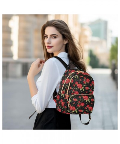 Romantic Valentine Red Roses Mini Backpack Purse for Women, Travel Backpack Fashion Backpack Lightweight Shoulder Bag Small C...