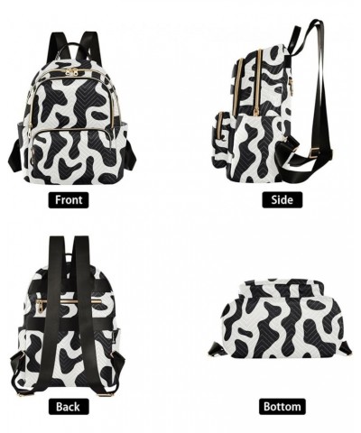 Black White Cow Print Backpack Purse for Women Small Travel Bag Fashion Daypack M 202a3294 S(10.23"x5.11"x12.59") 202a3294 $1...