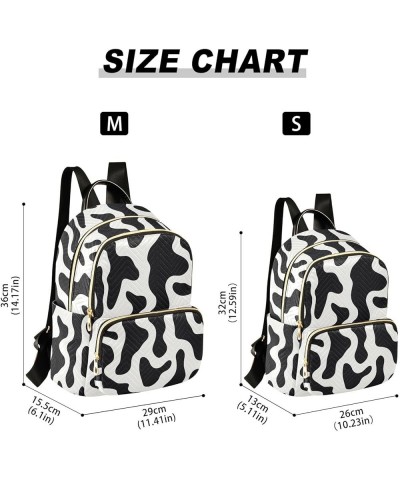 Black White Cow Print Backpack Purse for Women Small Travel Bag Fashion Daypack M 202a3294 S(10.23"x5.11"x12.59") 202a3294 $1...