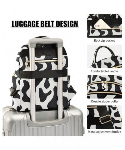 Black White Cow Print Backpack Purse for Women Small Travel Bag Fashion Daypack M 202a3294 S(10.23"x5.11"x12.59") 202a3294 $1...