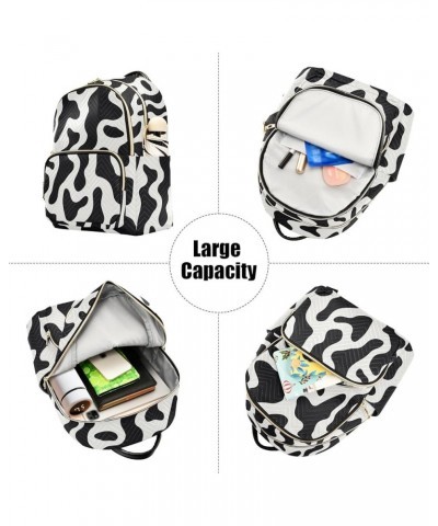 Black White Cow Print Backpack Purse for Women Small Travel Bag Fashion Daypack M 202a3294 S(10.23"x5.11"x12.59") 202a3294 $1...