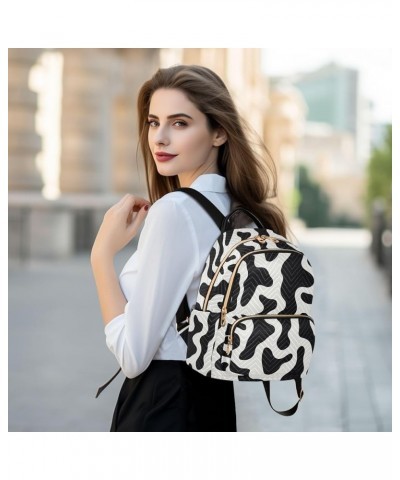 Black White Cow Print Backpack Purse for Women Small Travel Bag Fashion Daypack M 202a3294 S(10.23"x5.11"x12.59") 202a3294 $1...