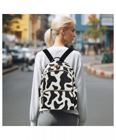 Black White Cow Print Backpack Purse for Women Small Travel Bag Fashion Daypack M 202a3294 S(10.23"x5.11"x12.59") 202a3294 $1...