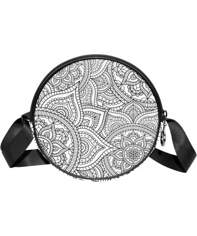 Ethnic Mandala Boho Pattern Crossbody Bag for Women Teen Girls Round Canvas Shoulder Bag Purse Tote Handbag Bag $12.59 Totes