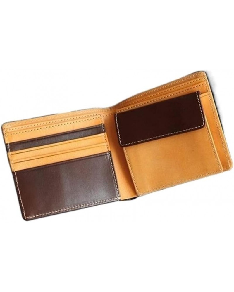 Handmade Japanese Fashion Trend Leather Cowhide Suede Short Wallet Suitable for Leisure for Gift (Color : Black) Brown $28.72...