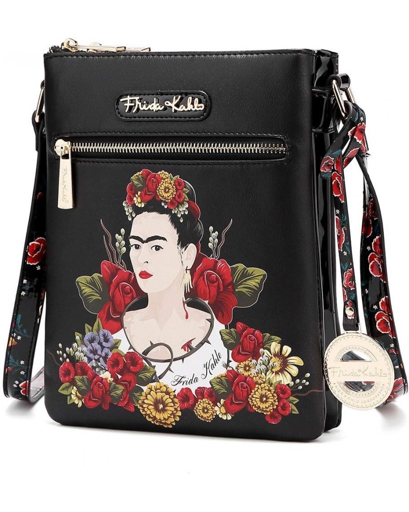 Frida Kahlo Flower Collection Cross Body Bag Black/Black $23.00 Crossbody Bags