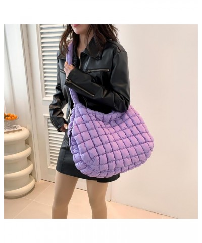 Large Puffy Shoulder Bag for Women Cross body Bags Hobos Quilted Puffer Nylon Handbag Padded Purse Work Travel Lightweight La...