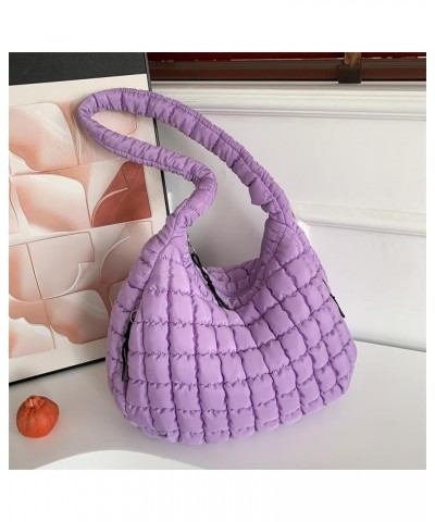 Large Puffy Shoulder Bag for Women Cross body Bags Hobos Quilted Puffer Nylon Handbag Padded Purse Work Travel Lightweight La...