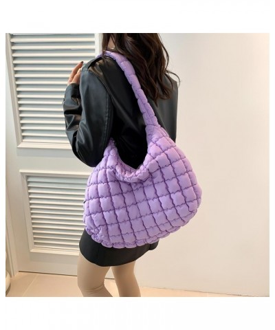 Large Puffy Shoulder Bag for Women Cross body Bags Hobos Quilted Puffer Nylon Handbag Padded Purse Work Travel Lightweight La...