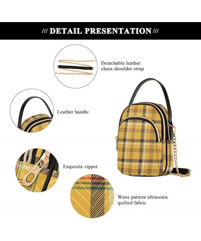 Red Maple Leaf Shoulder Handbag Women Leather Wallet Bag with Strap Quilted Women Bag Totes Purse Yellow Plaid Checked $13.25...