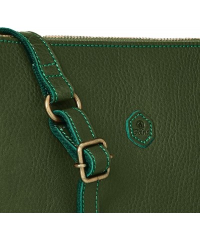 Nume Oil Shrink Leather Shoulder Bag Green $38.90 Crossbody Bags