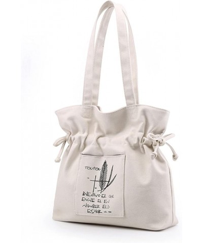 New Simple Style Solid Color Large Capacity Cotton Canvas Shoulder Tote Bag Logo Ladies Purses and Handbags White $17.62 Shou...