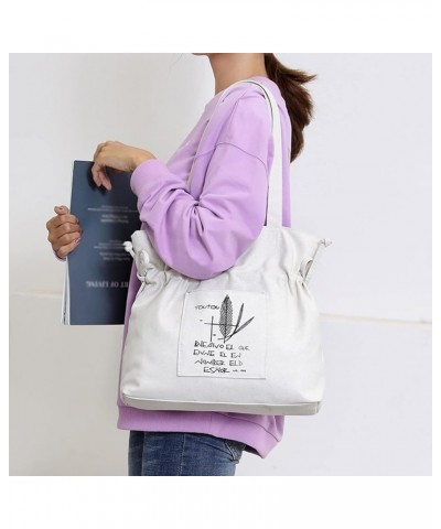 New Simple Style Solid Color Large Capacity Cotton Canvas Shoulder Tote Bag Logo Ladies Purses and Handbags White $17.62 Shou...