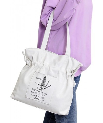 New Simple Style Solid Color Large Capacity Cotton Canvas Shoulder Tote Bag Logo Ladies Purses and Handbags White $17.62 Shou...