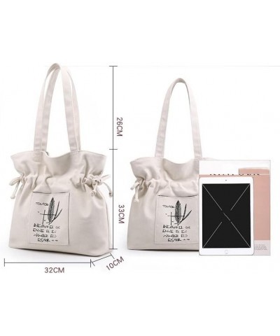 New Simple Style Solid Color Large Capacity Cotton Canvas Shoulder Tote Bag Logo Ladies Purses and Handbags White $17.62 Shou...