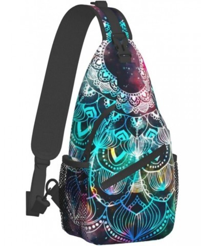 Star Field and Colorful Galaxy Mandala Geometric Design Sling Bag Crossbody Backpack Hiking Daypack Shoulder Bag Chest Bag fo...