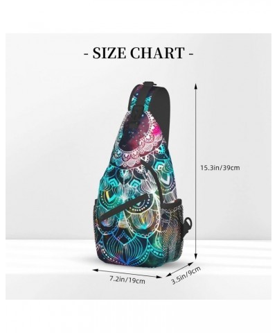 Star Field and Colorful Galaxy Mandala Geometric Design Sling Bag Crossbody Backpack Hiking Daypack Shoulder Bag Chest Bag fo...