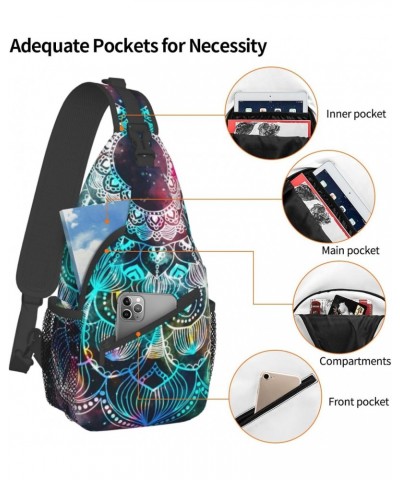 Star Field and Colorful Galaxy Mandala Geometric Design Sling Bag Crossbody Backpack Hiking Daypack Shoulder Bag Chest Bag fo...