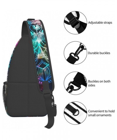 Star Field and Colorful Galaxy Mandala Geometric Design Sling Bag Crossbody Backpack Hiking Daypack Shoulder Bag Chest Bag fo...