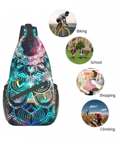 Star Field and Colorful Galaxy Mandala Geometric Design Sling Bag Crossbody Backpack Hiking Daypack Shoulder Bag Chest Bag fo...