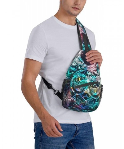 Star Field and Colorful Galaxy Mandala Geometric Design Sling Bag Crossbody Backpack Hiking Daypack Shoulder Bag Chest Bag fo...