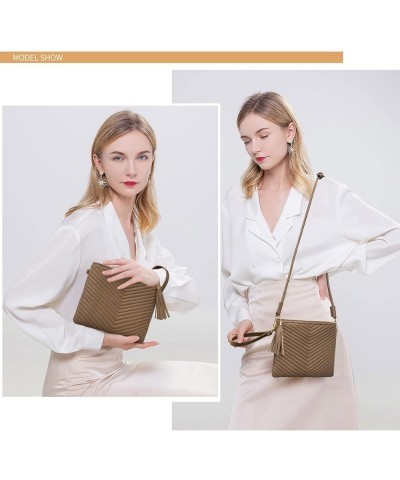 Small Crossbody Bags for Women, Trendy Vegan Leather Shoulder Purses, Clutch Wallet with Wristlet Strap Adjustable-sandy Brow...